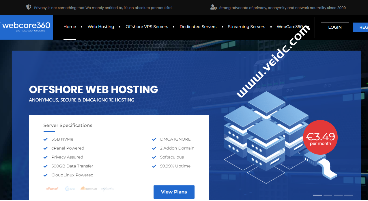 WebCare360：抗投诉vps/服务器，无视DMCA，离岸linux vps月付€9.99起，可选乌克兰/保加利亚机房，支持windows系统-国外主机测评