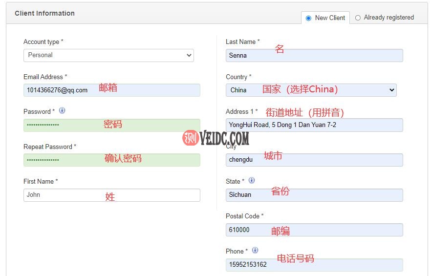 Hostens VPS购买教程 - 用户信息填写