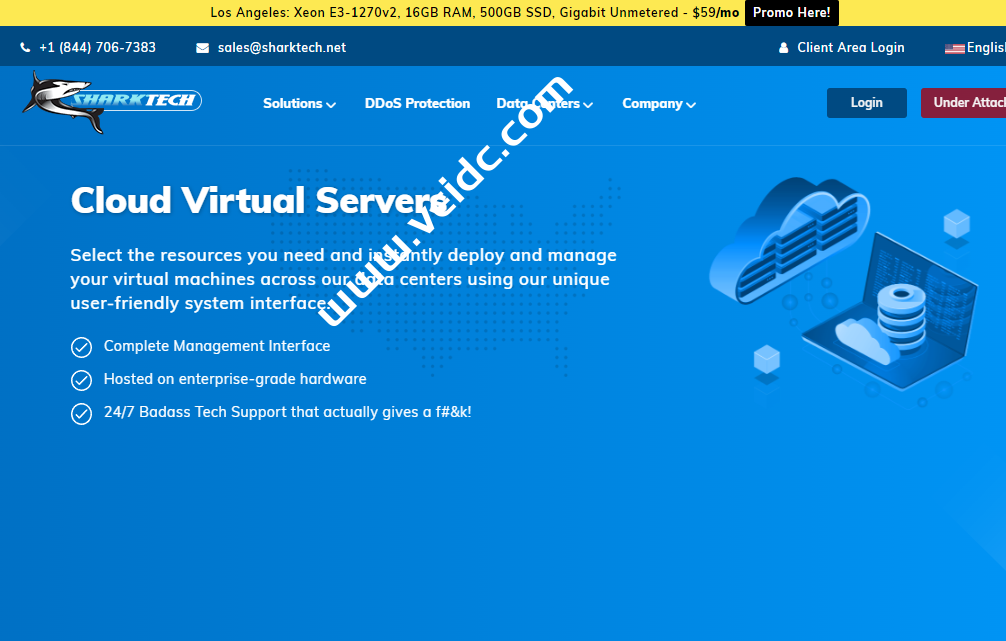 Sharktech：美国高防VPS，4大机房可选，1核2G内存40G存储，1Gbps月流量4TB，年付47.7美元起-国外主机测评