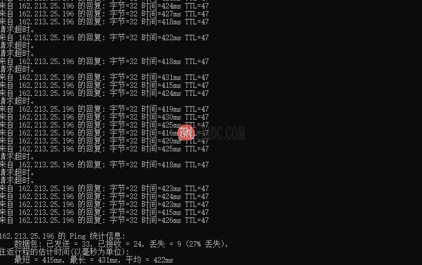 搬瓦工迪拜VPS本地 Ping测试