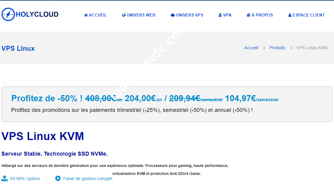 HOLYCLOUD：法国vps，1核/4G/50G SSD/1Gbps不限流量，#可刷PT#，月付€3.5起-国外主机测评