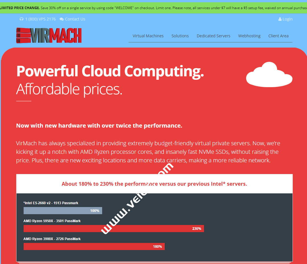 Virmach：AMD Ryzen VPS，可选日本/荷兰/美国等11个机房，1核/384MB/10GB NVME/500M@500G，$10.5/年起-国外主机测评