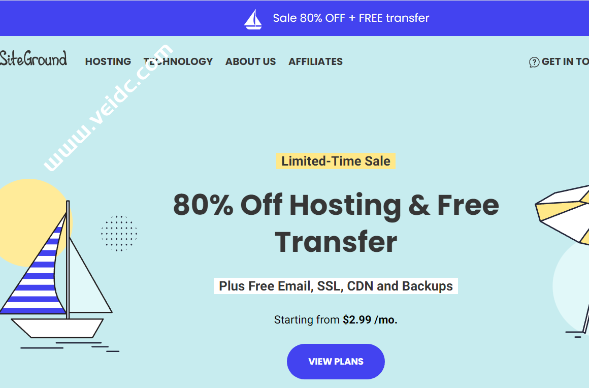 SiteGround：限时特卖，WordPress官方推荐主机，享高达80%折扣，月付$2.99起，免费站点转移-国外主机测评