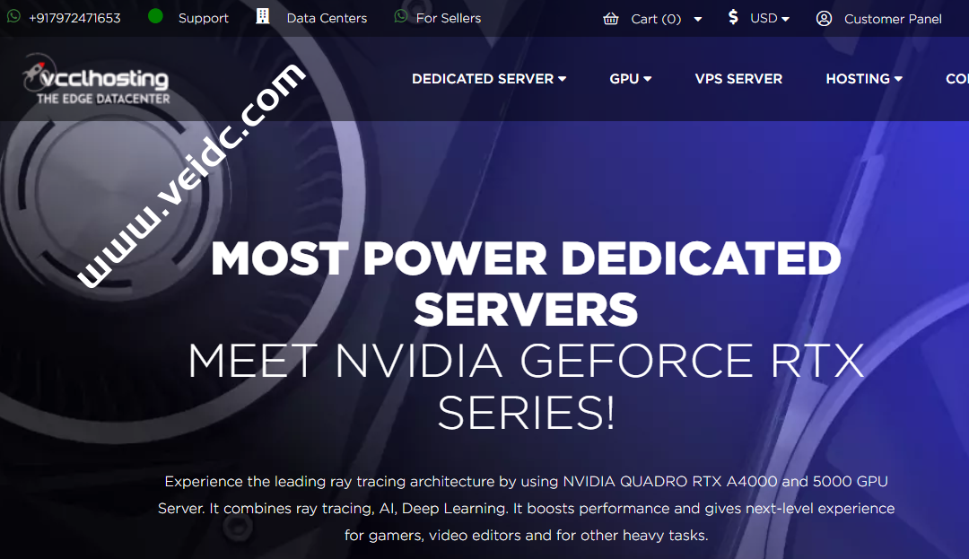 VCCLHosting：印度Windows VPS，1核1GDDR4，30G SATA，1Gbp@10TB流量，月付$4.36起，RTX 5000显卡服务器月付$189起-国外主机测评