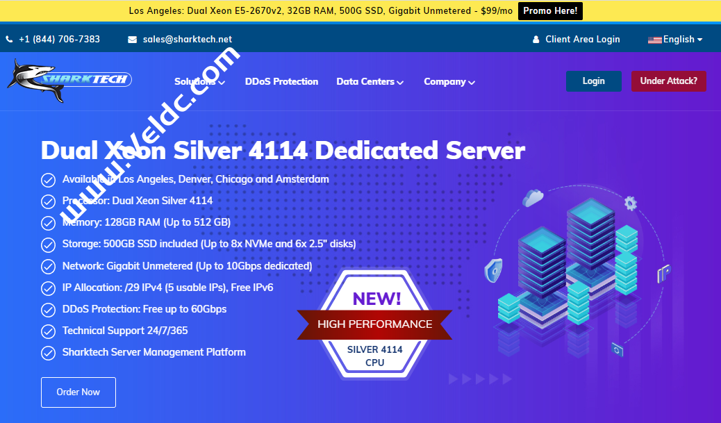 Sharktech：Xeon Silver 4114上市，可选洛杉矶、芝加哥、丹佛和荷兰机房，月付359美元起-国外主机测评