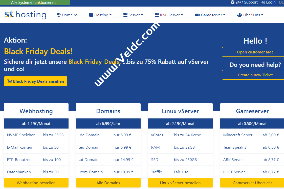Signaltransmitter：黑五促销，德国高防御VPS特价优惠，高达1Tbps DDOS防御，2核4G内存100GB SSD，1Gbps不限流量，月付4.95欧元起-国外主机测评
