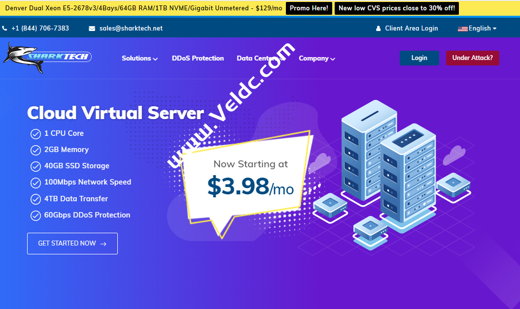 Sharktech：国外高防VPS，可选美国/荷兰多机房，1Gbps带宽，免费60G DDOS防御，年付5折低至47美元-国外主机测评