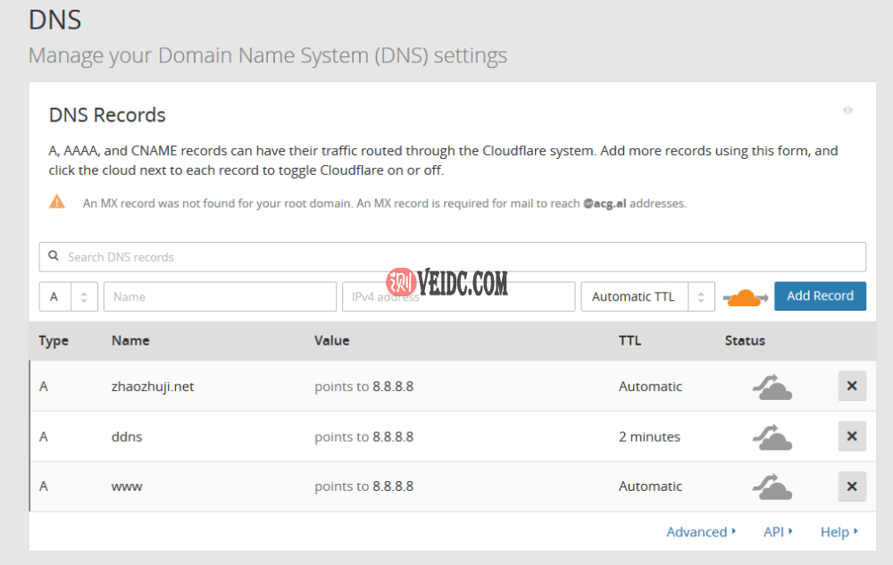 如何利用CloudFlare设置Dynamic DNS(DDNS)获取动态IP云服务器IP地址-国外主机测评