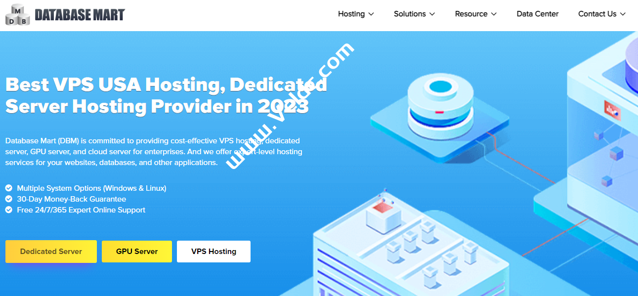 Database Mart：美国VPS，可选达拉斯/丹佛和堪萨斯机房， 100Mbps-500Mbps不限流量，月付4.99美元起-国外主机测评