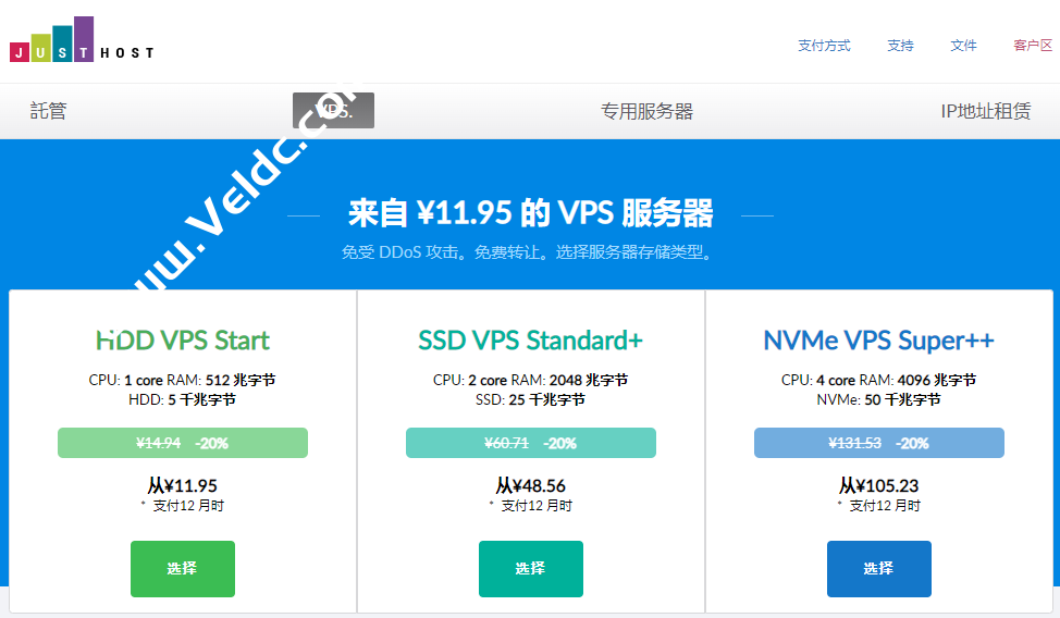 Justhost：国外VPS，全场8折优惠，可选俄罗斯/美国/英国/香港等21个机房，200Mbps-1Gbps不限流量，月付$1.7起-国外主机测评