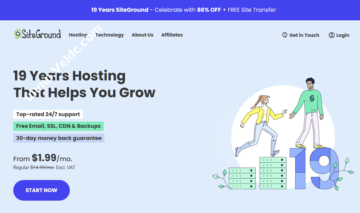 SiteGround：#19周年庆# WordPress主机、外贸独立站主机，月付$1.99起，年付$23.88，30天退款保障-国外主机测评