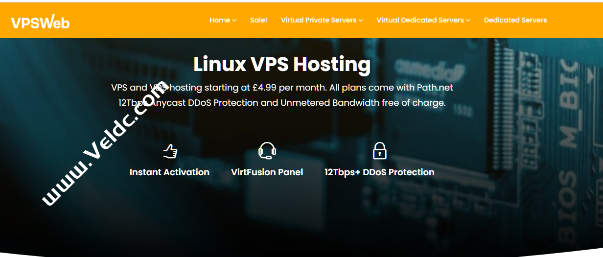 VPSWeb：英国便宜VPS促销，无视DMCA，1核1GB内存/25GB SSD，1Gbps@不限流量，免费12Tbps+ DDoS 保护，年付£11.99起-国外主机测评