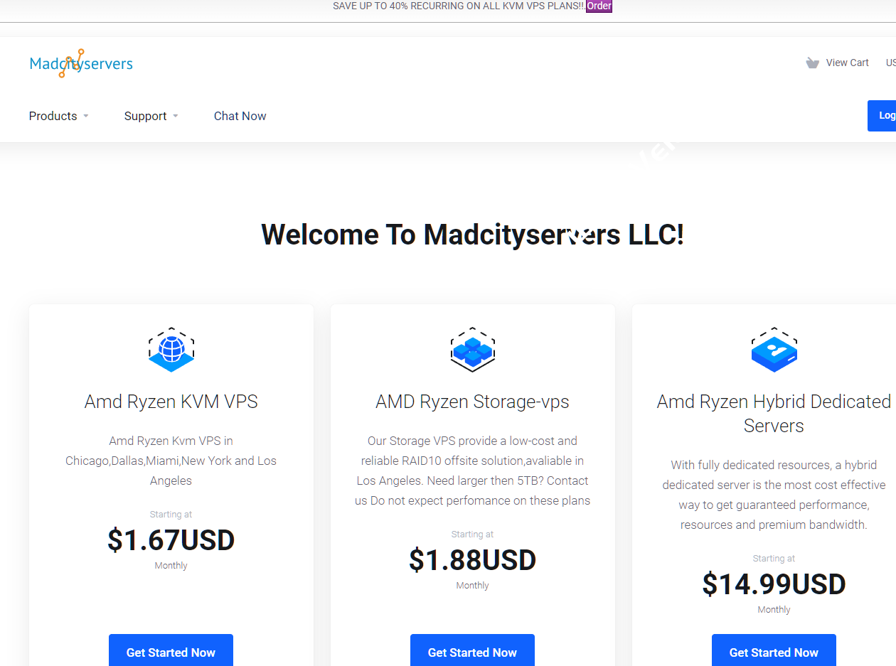 Madcityservers：美国AMD Ryzen kvm VPS（3900X,5900x,5950x,7950x）促销，可选洛杉矶、迈阿密、纽约，1Gbps-10Gbps不限流量，年付$20.00起-国外主机测评