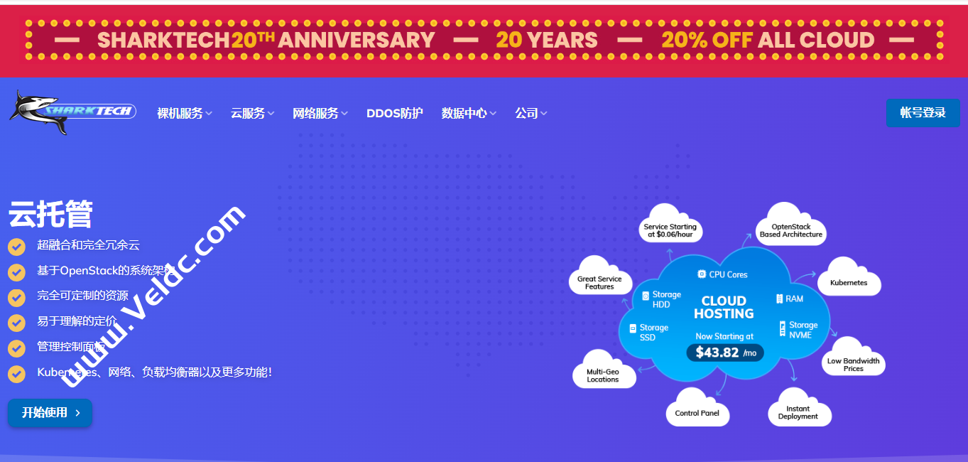 Sharktech：#20周年庆#OpenStack公有云/专用云8折优惠，免费60Gbps DDoS防御，可选洛杉矶/芝加哥/丹佛/阿姆斯特丹，折后$35/月起-国外主机测评