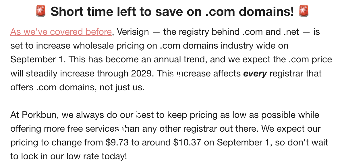 NameSilo：.COM 域名在9月1号即将价格上涨-国外主机测评