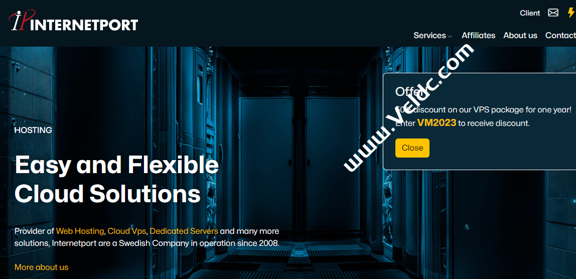 Internetport：瑞典VPS，1核1GB内存40GB SSD，1Gbps@10TB流量，月付€3起-国外主机测评