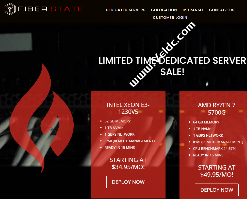 FiberState：美国服务器促销，犹他州盐湖城机房，Intel Xeon E3-1230 V5/32GB DDR4/1TB NVMe，1Gbps带宽不限流量，月付$34.95起-国外主机测评