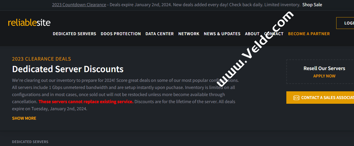 ReliableSite：年终美国服务器清仓优惠，免费20Gbps DDoS防护，1Gbps不限流量，可选洛杉矶/纽约/迈阿密机房，月付34美元起-国外主机测评