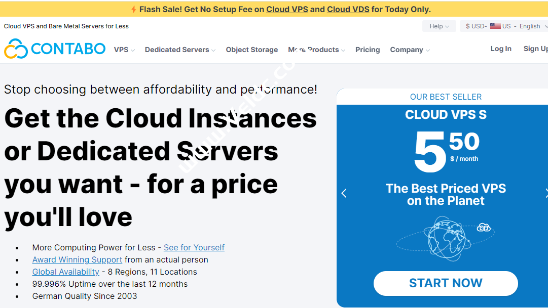 Contabo：flash sale闪购免安装费，德国高配VPS，4核AMD EPYC  7282/8G内存/200GSSD或50GNVMe/32T流量，月付$5.5起-国外主机测评