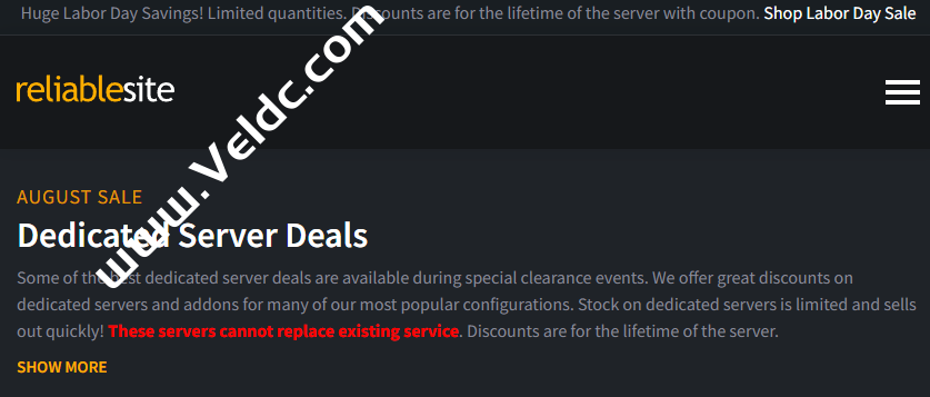 ReliableSite：美国劳动节大促，多款美国服务器/存储服务器/GPU服务器促销，可选迈阿密/纽约/洛杉矶，1Gbps不限流量/免费20Gbps DDos防护-国外主机测评