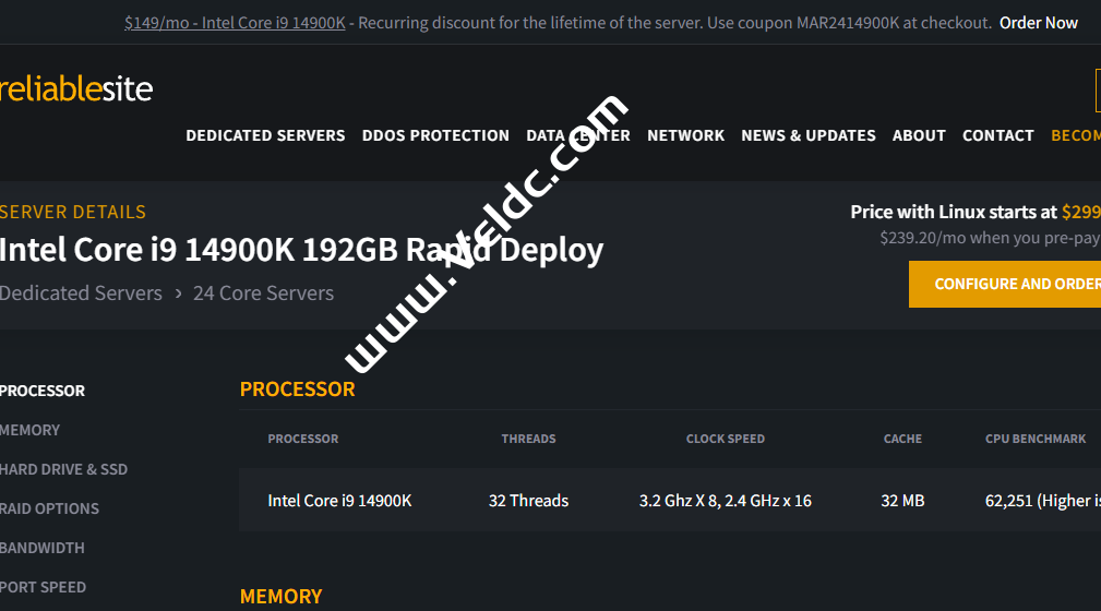 ReliableSite：美国服务器促销，Intel Core i9 14900K/192GB DDR5内存/2x4TB NVMe存储/1Gbps不限流量，可选纽约和迈阿密机房，月付$149-国外主机测评