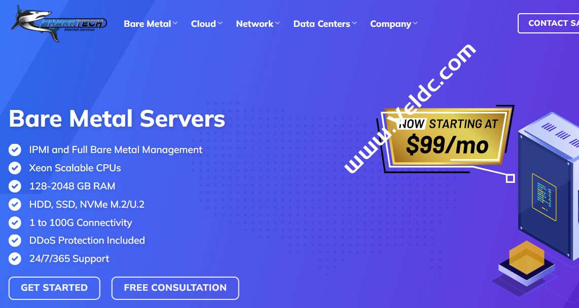 Sharktech：美国/荷兰独立服务器租用，1~10Gbps不限流量/免费高防，月付$79起，可选洛杉矶/拉斯维加斯/丹佛/荷兰等5个机房-国外主机测评