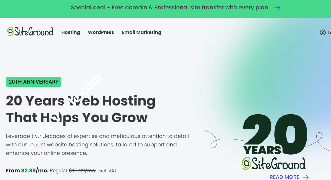 SiteGround：WordPress和WooCommerce官方推荐主机托管商，月付$2.99 年付35.88美元起-国外主机测评