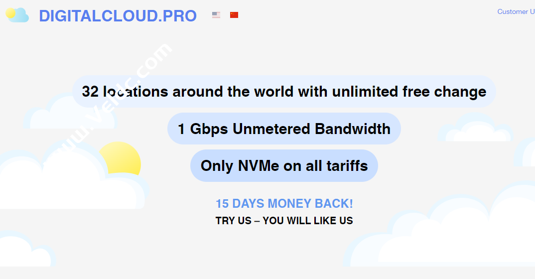 digitalcloud.pro：全球32个机房（美国/香港/新加坡等），最高1Gbps不限流量，1G内存/1核/25gNVMe，$2.3起/月-国外主机测评