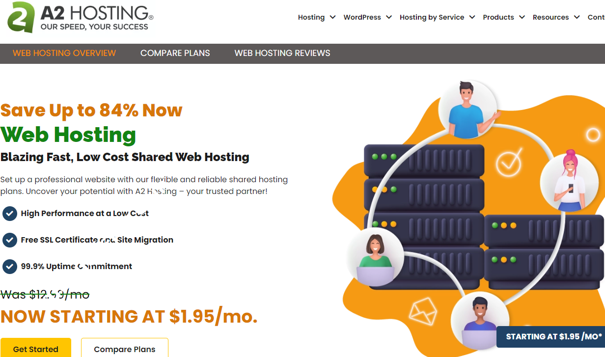 A2 Hosting：夏季促销/WordPress共享主机最高优惠84%/100GB SSD空间/无限流量/三年付$1.95/月-国外主机测评