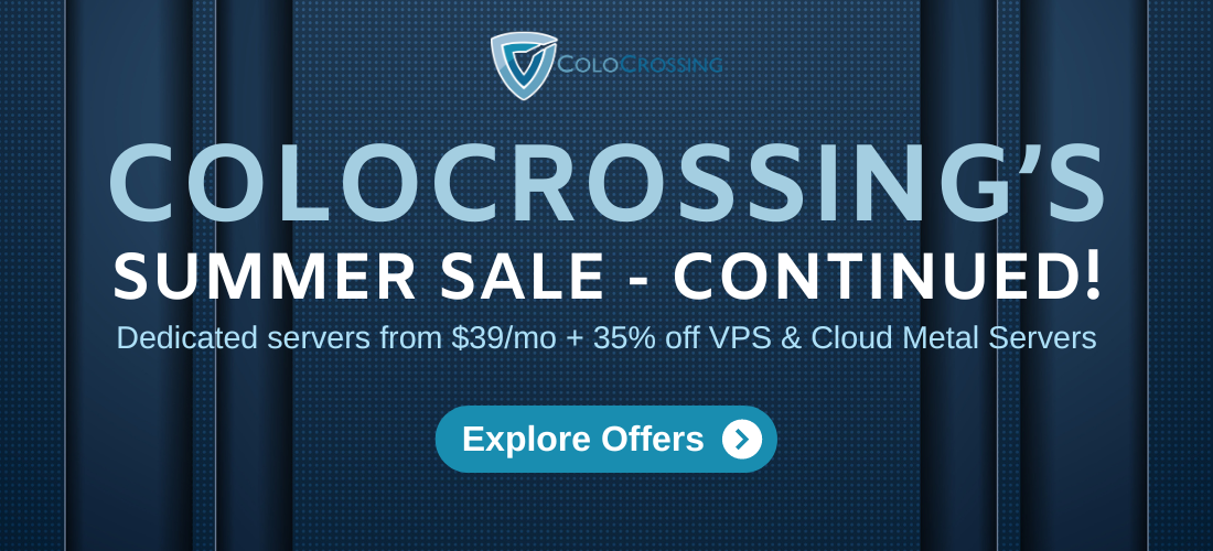 ColoCrossing：二月开年大促全场VPS/裸机云五折促销，1核1GB/25GB SSD/1Gbps@20TB，月付$1.97起，黑五促销VPS年付$11.99起-国外主机测评