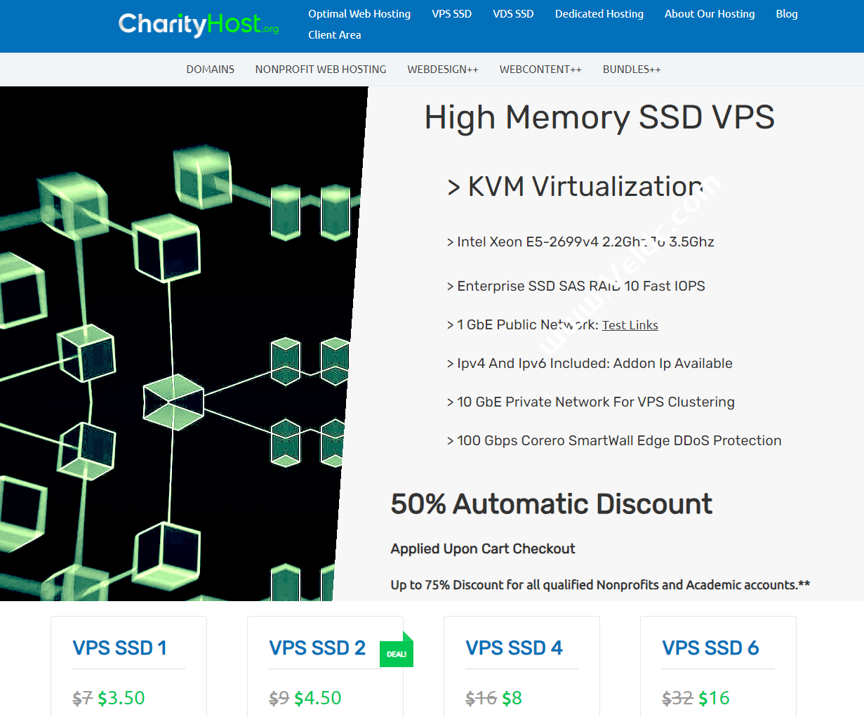 CharityHost：#限时优惠#美国高内存VPS五折优惠，1核3GB/100GB SSD/10Gbps@5TB，月付$3.5起-国外主机测评