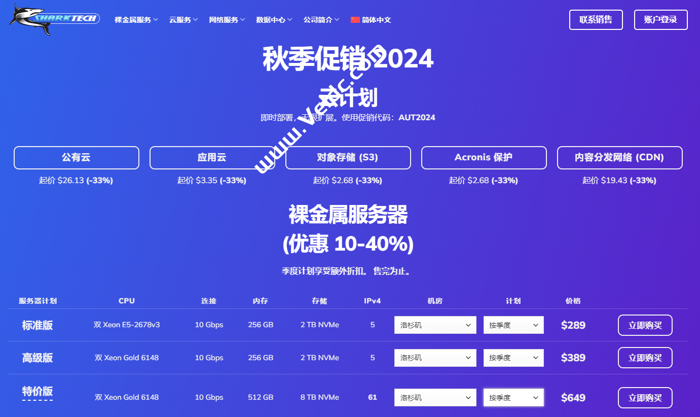 Sharktech：新增美国高配服务器促销，AMD EPYC 7702P/256GB内存/2TB NVMe存储，10Gbps不限流量，月付$599-国外主机测评