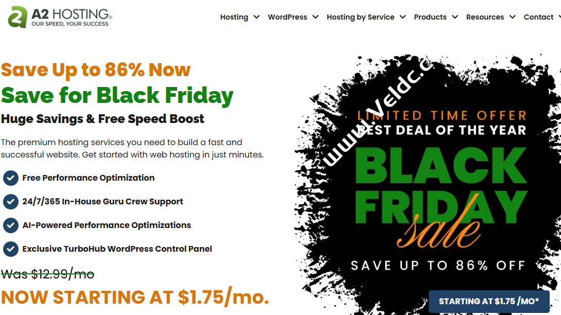 A2 Hosting：#黑五#WordPress主机/外贸主机最高优惠86%，三年付仅需63美元，可选美国/荷兰/新加坡机房-国外主机测评