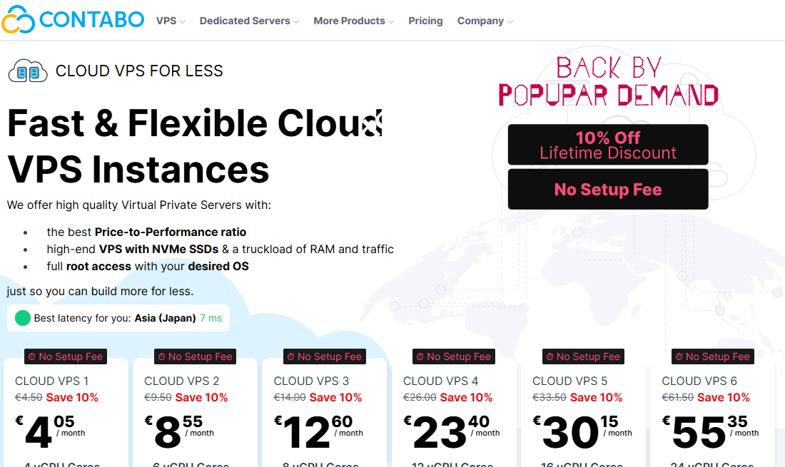 Contabo：高配VPS九折优惠，4核AMD EPYC/6GB/400GB SSD/200Mbps@不限流量，月付$4.95起，可选德国/美国/日本/新加坡/澳大利亚/印度-国外主机测评