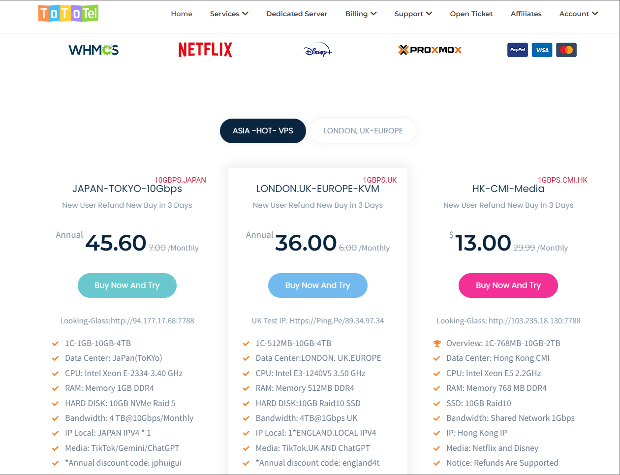 ToToTel：日本东京10Gbps大带宽VPS回归，支持TikTok/Gemini/ChatGPT，年付$45起-国外主机测评