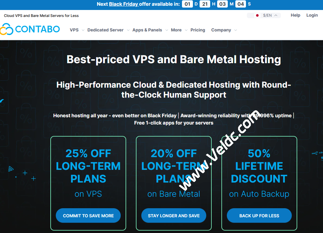 Contabo：#黑五狂欢#，VPS立减25%/独立服务器年付立减 20%，可选日本/新加坡/美国/德国/英国/澳大利亚等9个机房-国外主机测评