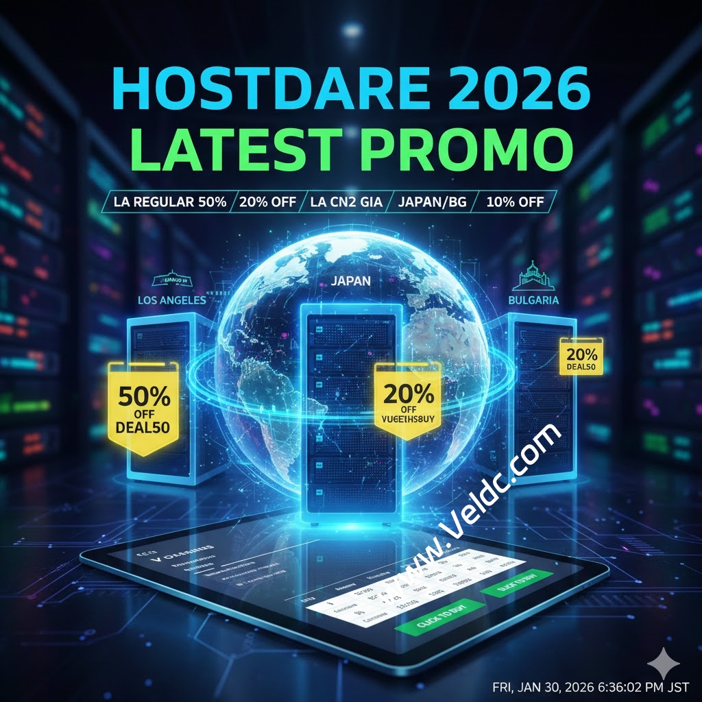 HostDare：最新促销上线，洛杉矶常规线路7.5 折年付$19.49起，洛杉矶CN2 GIA/日本/保加利亚VPS九折-国外主机测评