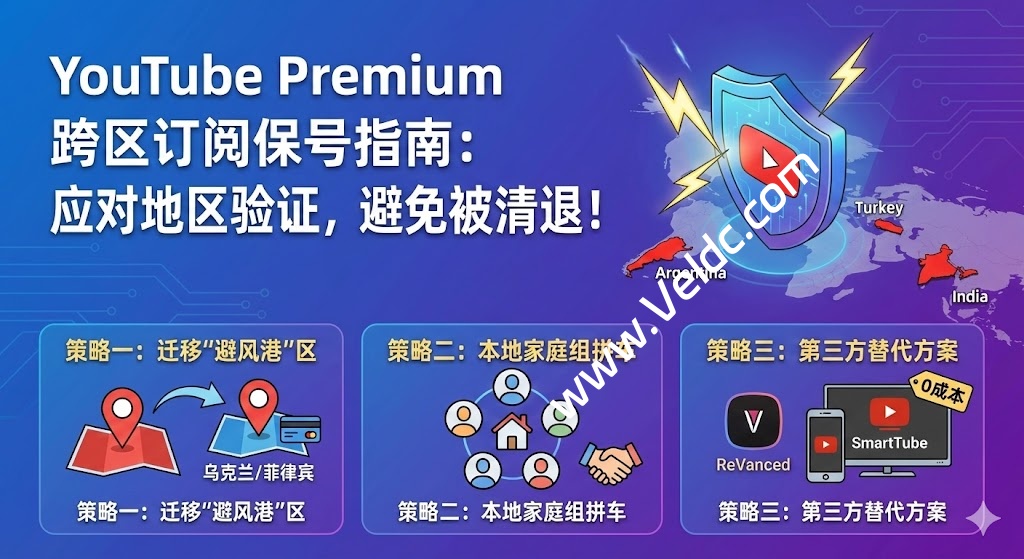 如何应对YouTube加强对Premium订阅的国家/地区验证，避免印度IN/土耳其/阿根廷等地区账号被清理订阅-国外主机测评