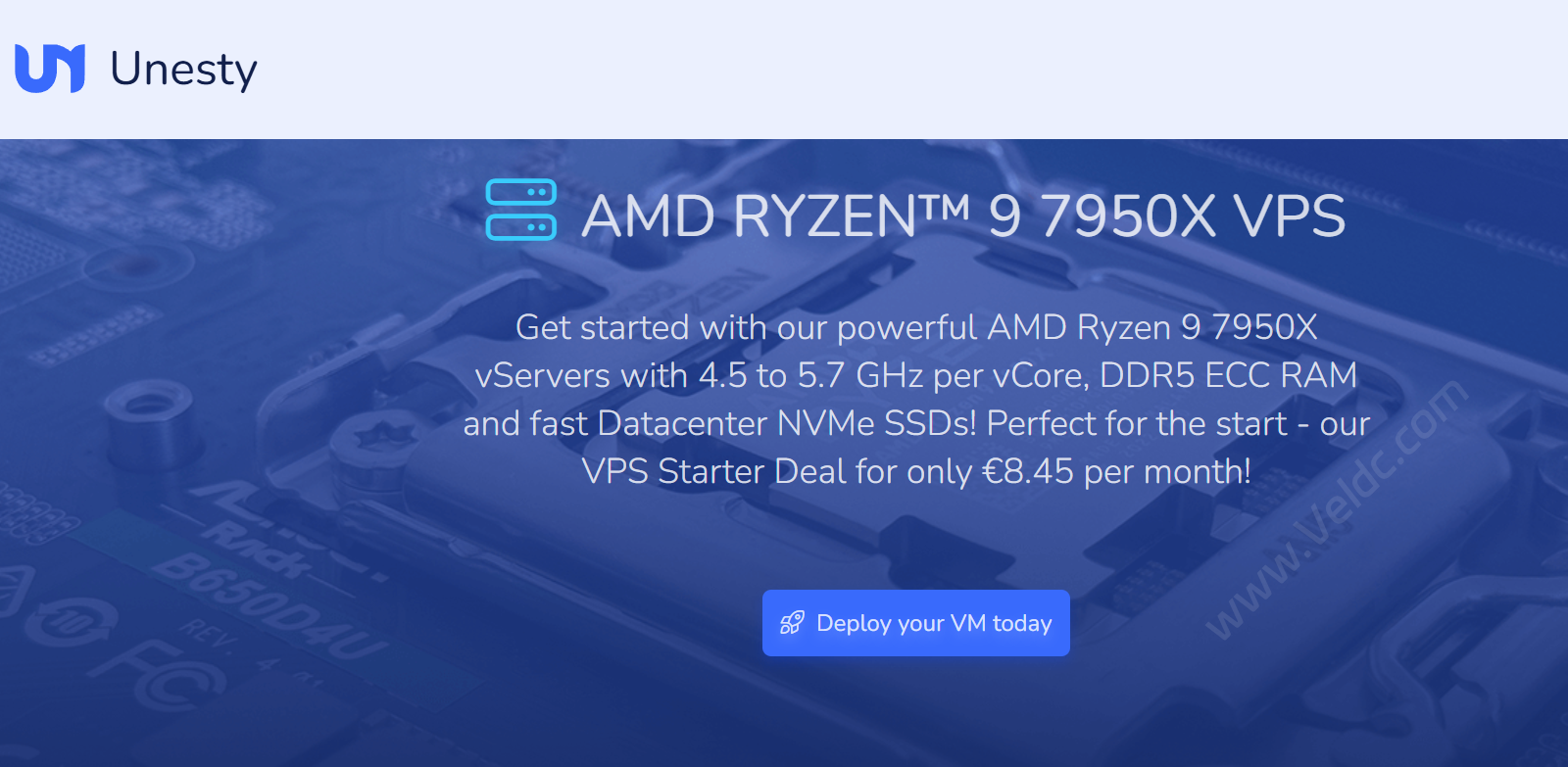 Unesty：夏季全场VPS五折促销，可选德国/纽约/英国机房，2核Ryzen 9 7950X/1GB/25GB NVMe，10Gbps@不限流量，月付$2.1起-国外主机测评