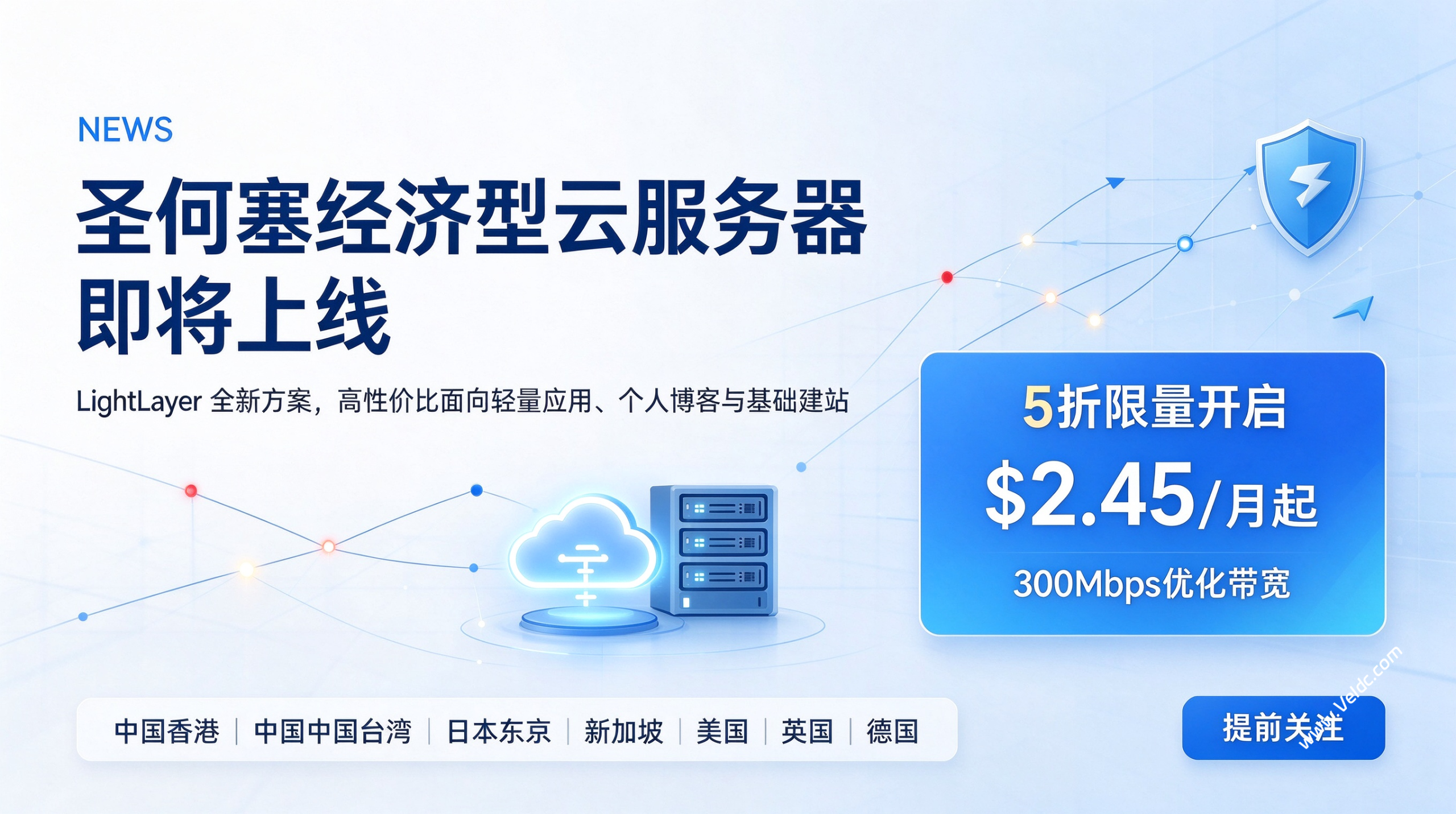 LightLayer:圣何塞经济型云服务器9月30日限时限量促销,1核1GB/50GB/300M聍@500GB,月付$2.45-国外主机测评